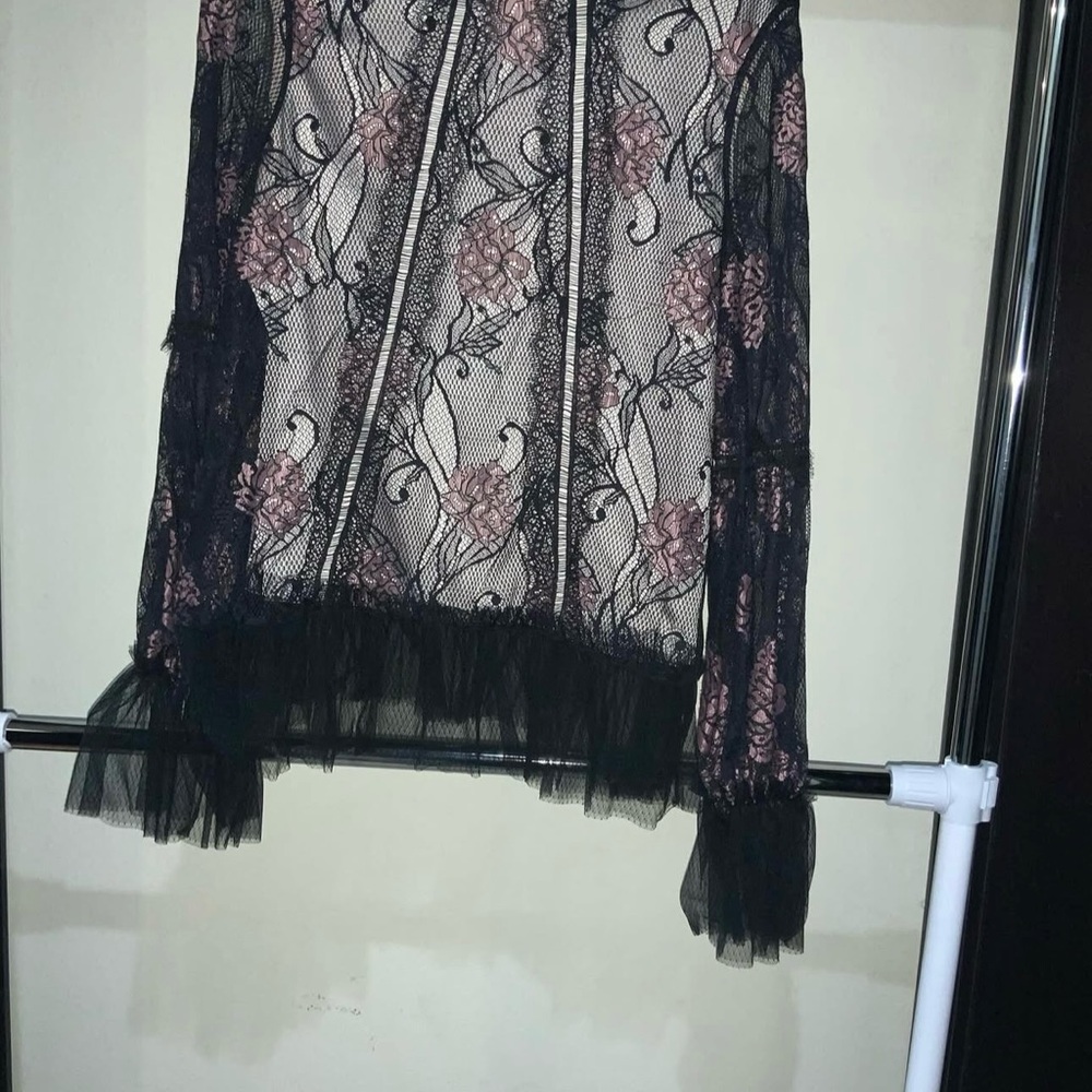 Black and Pink Lace Top